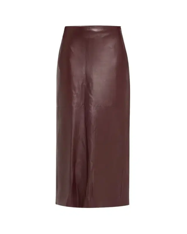 Stretch Nappa Leather Midi Skirt
