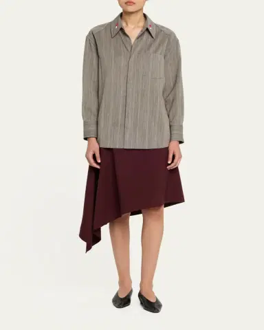 Bottega Veneta Asymmetric Light Sartorial Wool Midi Skirt | Thumbnail 6