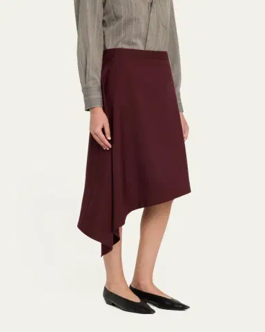 Bottega Veneta Asymmetric Light Sartorial Wool Midi Skirt | Thumbnail 8
