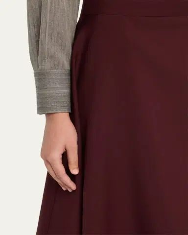 Bottega Veneta Asymmetric Light Sartorial Wool Midi Skirt | Thumbnail 9