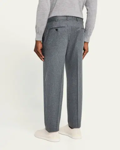 ZEGNA Men's Wool Flannel Flat-Front Trousers | Thumbnail 3
