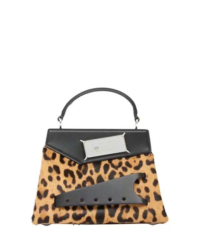 Maison Margiela Snatched Small Leopard Calf Hair Top-Handle Bag