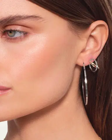 Lana 14K Gold Two-Tone Solo Crisscross Hoop Earrings, 16mm | Thumbnail 2
