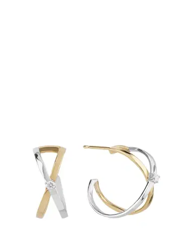 Lana 14K Gold Two-Tone Solo Crisscross Hoop Earrings, 16mm | Thumbnail 1