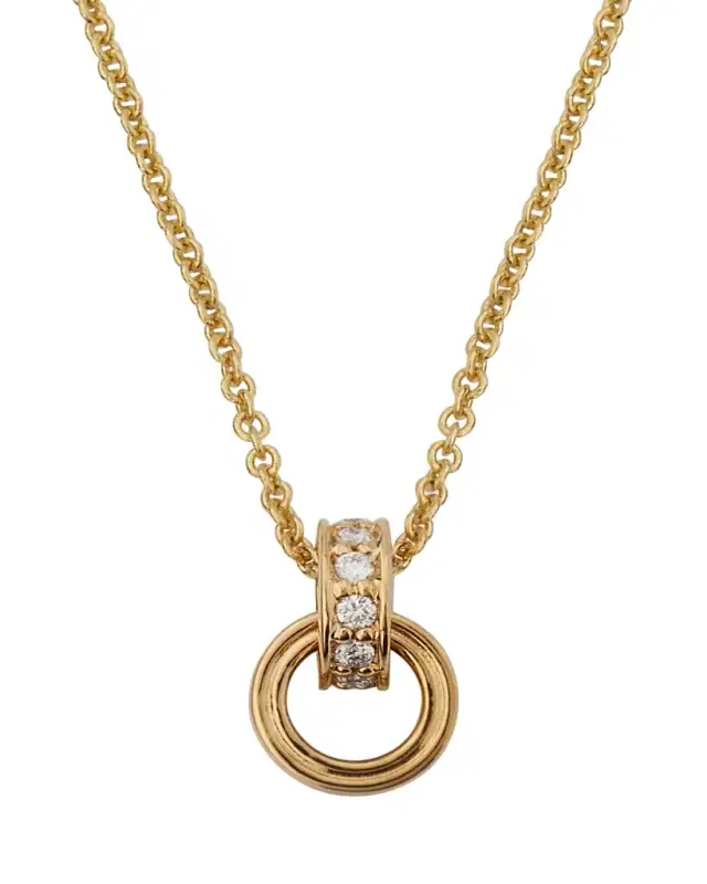 Sydney Evan 14K Yellow Gold Fluted Linked O-Ring Charm with Diamonds