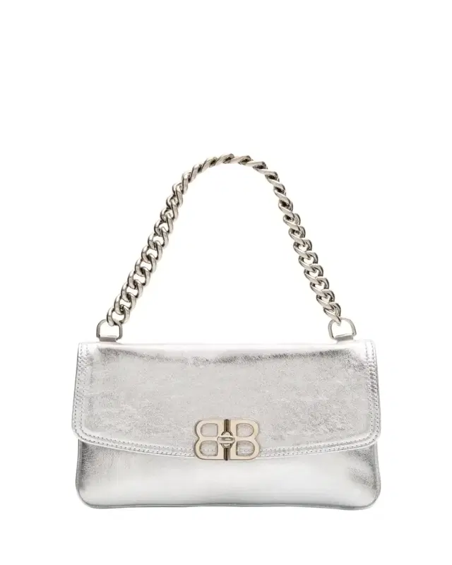 Balenciaga BB Soft Metallic Leather Wallet on Chain