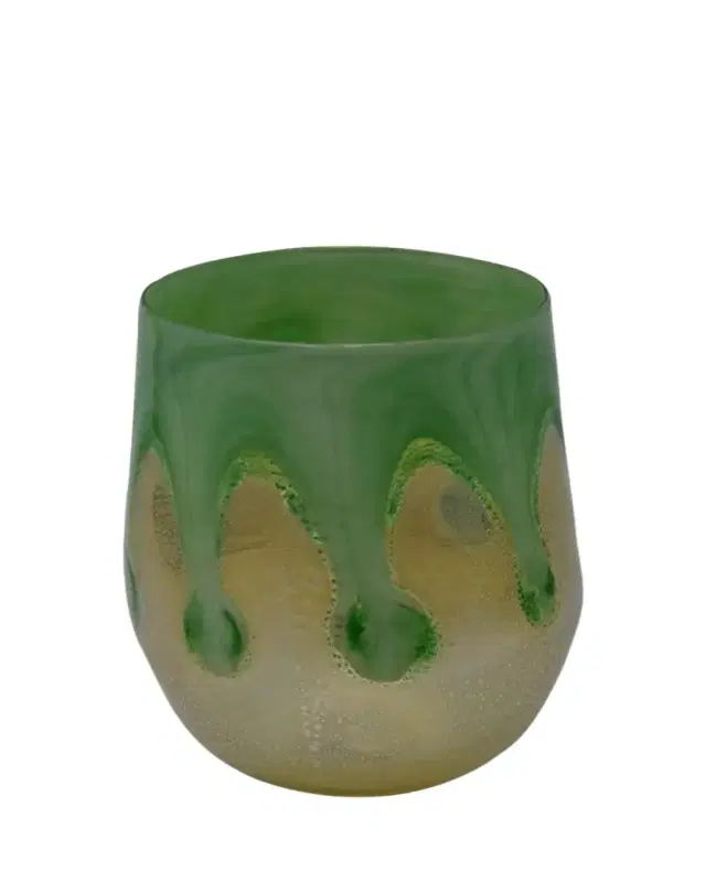 4 GLASS MURANO Goccia Emerald Green Drinking Glass, 10 oz.
