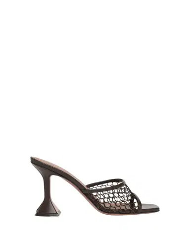 Amina Muaddi Lupita Net Leather Sandals | Thumbnail 1 Amina Muaddi Lupita Net Leather Sandals | Thumbnail 1