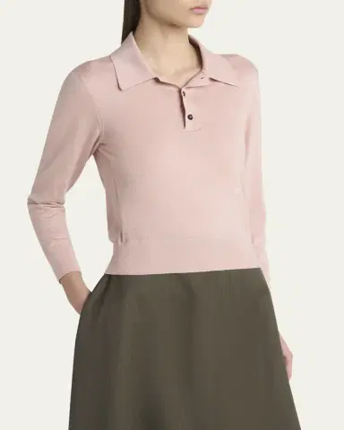 Bottega Veneta Long-Sleeve Fine Cashmere Polo Sweater | Thumbnail 4 Bottega Veneta Long-Sleeve Fine Cashmere Polo Sweater | Thumbnail 4