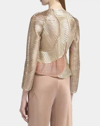 Giorgio Armani Metallic Soutache Two-Tone Leather Jacket | Thumbnail 2