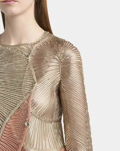 Giorgio Armani Metallic Soutache Two-Tone Leather Jacket | Thumbnail 4