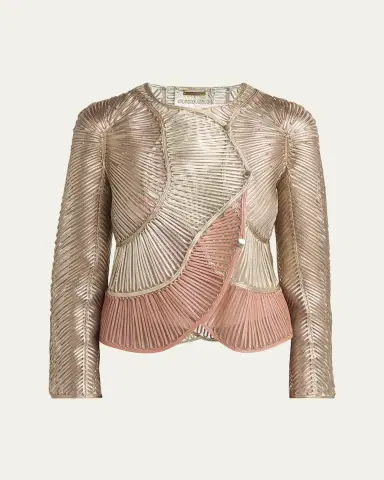 Giorgio Armani Metallic Soutache Two-Tone Leather Jacket | Thumbnail 5