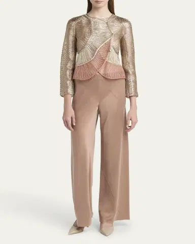 Giorgio Armani Metallic Soutache Two-Tone Leather Jacket | Thumbnail 6