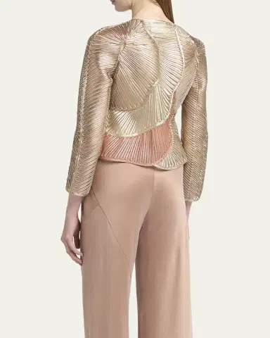 Giorgio Armani Metallic Soutache Two-Tone Leather Jacket | Thumbnail 7