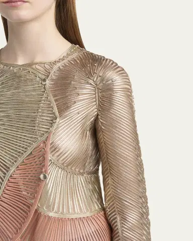Giorgio Armani Metallic Soutache Two-Tone Leather Jacket | Thumbnail 9