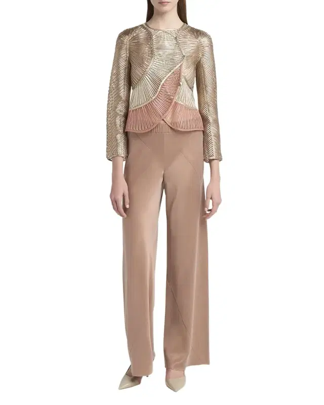 Metallic Soutache Two-Tone Leather Jacket