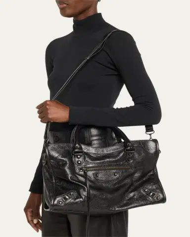 Balenciaga Le City Medium Crinkled Leather Top-Handle Bag | Thumbnail 2 Balenciaga Le City Medium Crinkled Leather Top-Handle Bag | Thumbnail 2