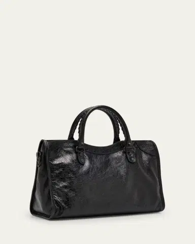 Balenciaga Le City Medium Crinkled Leather Top-Handle Bag | Thumbnail 3 Balenciaga Le City Medium Crinkled Leather Top-Handle Bag | Thumbnail 3