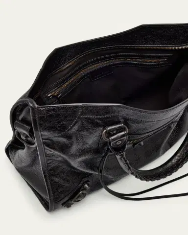 Balenciaga Le City Medium Crinkled Leather Top-Handle Bag | Thumbnail 4 Balenciaga Le City Medium Crinkled Leather Top-Handle Bag | Thumbnail 4