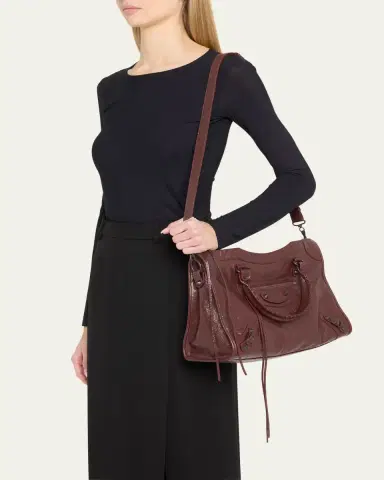 Balenciaga Le City Medium Crinkled Leather Top-Handle Bag | Thumbnail 8 Balenciaga Le City Medium Crinkled Leather Top-Handle Bag | Thumbnail 8