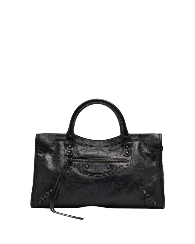 Balenciaga Le City Medium Crinkled Leather Top-Handle Bag