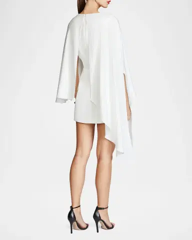 Halston Laure Asymmetric Draped Crepe Mini Dress | Thumbnail 2