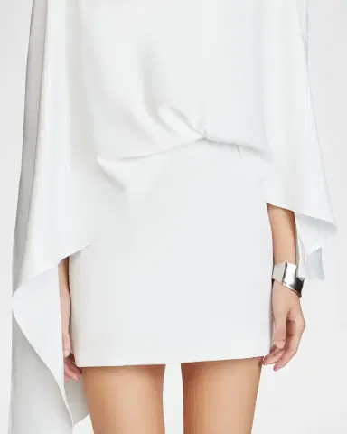 Halston Laure Asymmetric Draped Crepe Mini Dress | Thumbnail 4