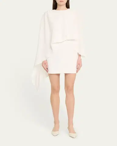Halston Laure Asymmetric Draped Crepe Mini Dress | Thumbnail 6