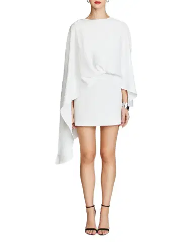 Halston Laure Asymmetric Draped Crepe Mini Dress | Thumbnail 1