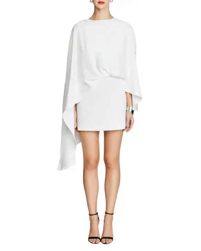 Laure Asymmetric Draped Crepe Mini Dress