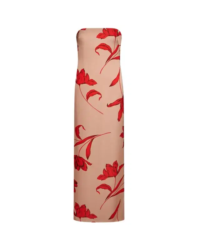 Manuela Strapless Floral-Print Column Gown