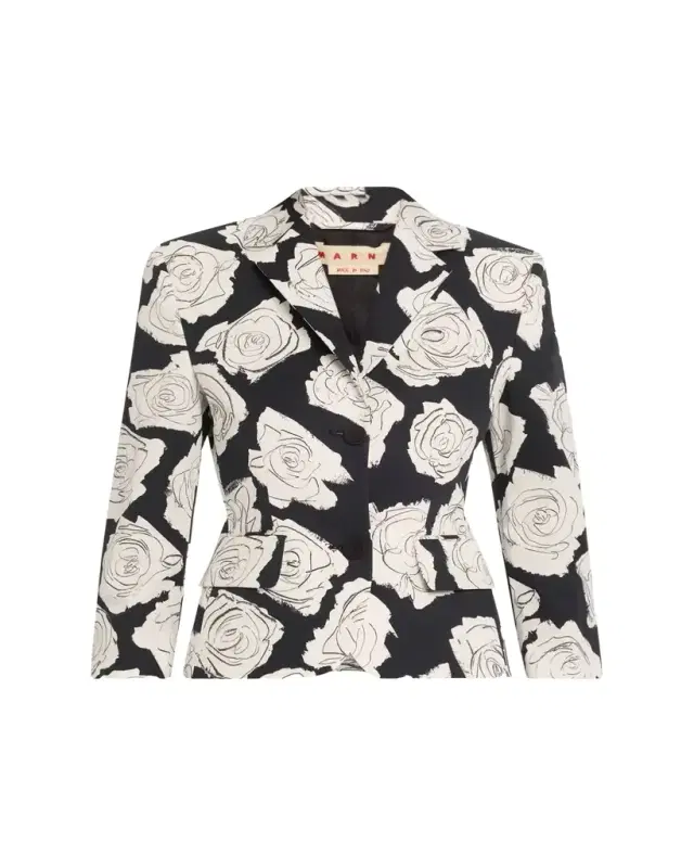 Marni Rose Print Compact Cotton Baby Jacket