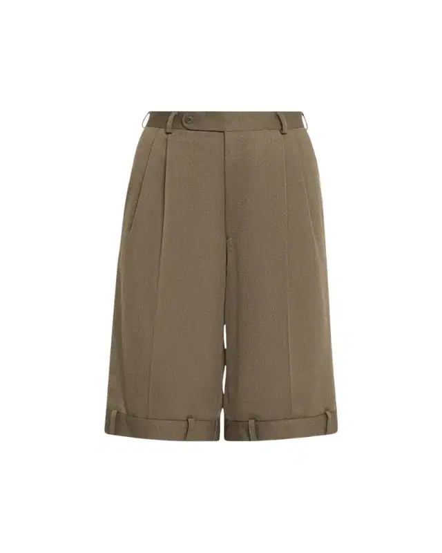 Upside-Down Pleated Bermuda Shorts