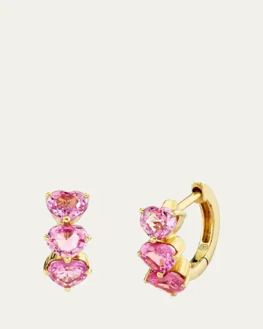 Sydney Evan Heart Cocktail Huggie Earrings | Thumbnail 2 Sydney Evan Heart Cocktail Huggie Earrings | Thumbnail 2