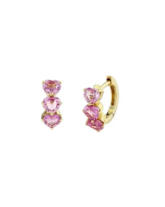 Sydney Evan Heart Cocktail Huggie Earrings
