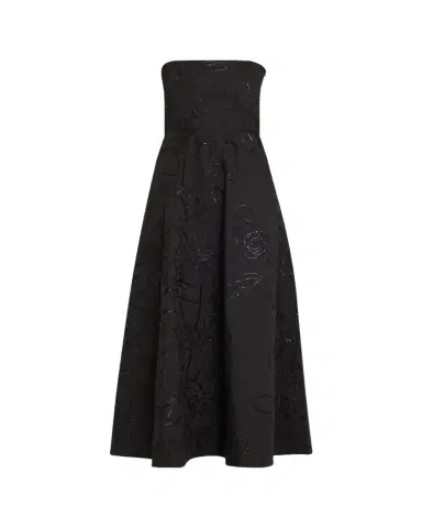 BERNADETTE Odette Strapless Camelia Sequined Midi Dress | Thumbnail 1 BERNADETTE Odette Strapless Camelia Sequined Midi Dress | Thumbnail 1