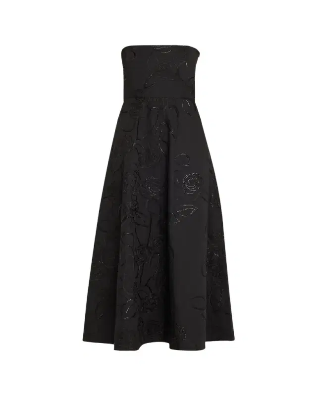 Odette Strapless Camelia Sequined Midi Dress