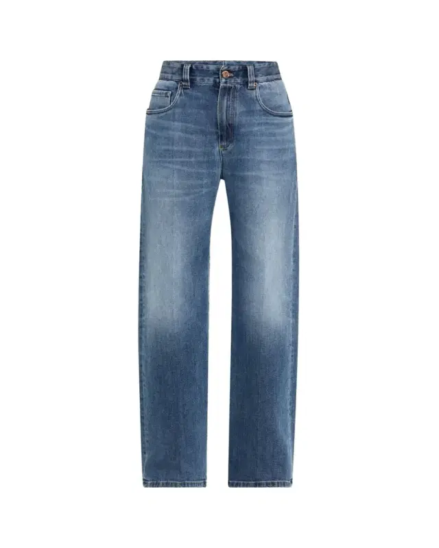 Brunello Cucinelli Soft Denim Loose Stove Pipe Jeans