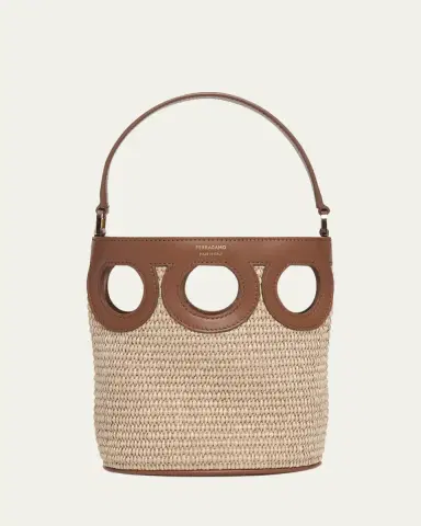 Ferragamo Gancini Frame Raffia Bucket Bag | Thumbnail 6