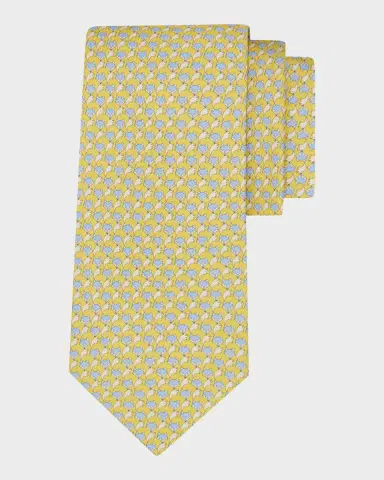 Ferragamo Men's Fox Micro-Print Tie | Thumbnail 2