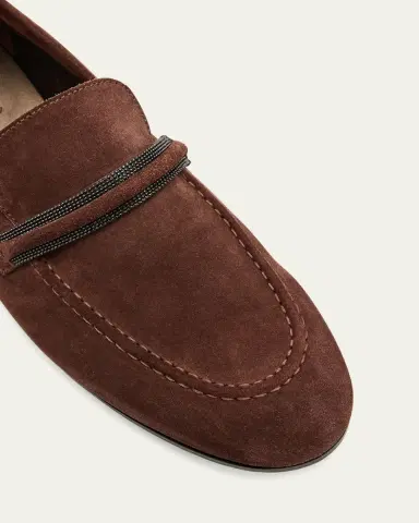 Brunello Cucinelli Suede Monili Strap Slip-On Loafers | Thumbnail 4