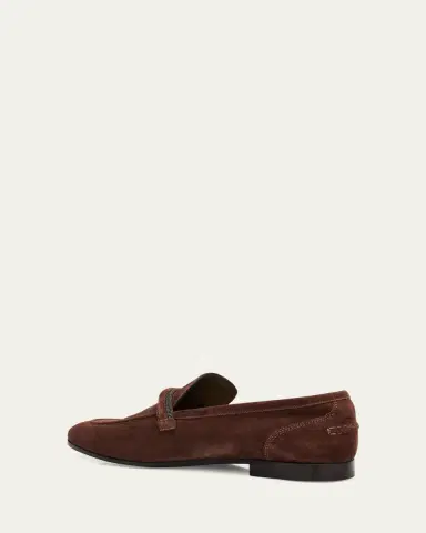 Brunello Cucinelli Suede Monili Strap Slip-On Loafers | Thumbnail 5