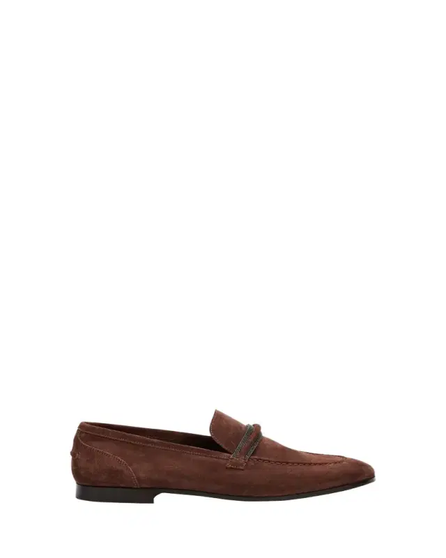 Suede Monili Strap Slip-On Loafers