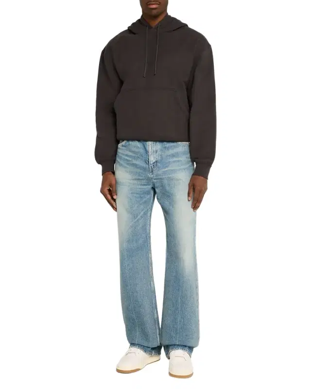 Saint Laurent Men's Fleece Tonal Logo Hoodie