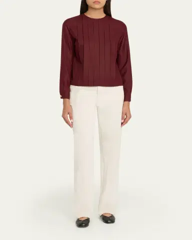 Loro Piana Rossana Pleated Light Shantung Silk Shirt | Thumbnail 2 Loro Piana Rossana Pleated Light Shantung Silk Shirt | Thumbnail 2