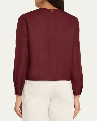 Loro Piana Rossana Pleated Light Shantung Silk Shirt | Thumbnail 3 Loro Piana Rossana Pleated Light Shantung Silk Shirt | Thumbnail 3