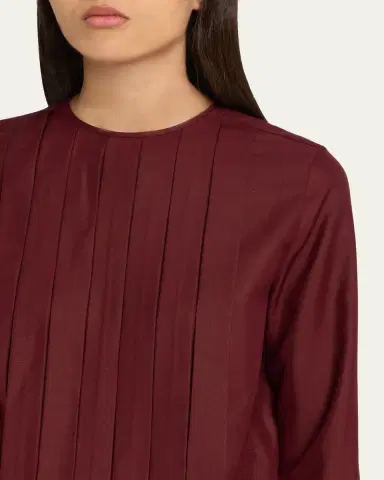 Loro Piana Rossana Pleated Light Shantung Silk Shirt | Thumbnail 5 Loro Piana Rossana Pleated Light Shantung Silk Shirt | Thumbnail 5