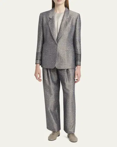 Giorgio Armani Animalier Silk Jacquard Single-Breasted Blazer Jacket | Thumbnail 2