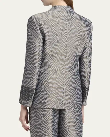 Giorgio Armani Animalier Silk Jacquard Single-Breasted Blazer Jacket | Thumbnail 3