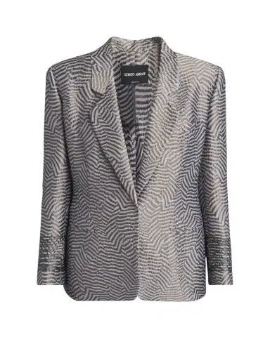 Giorgio Armani Animalier Silk Jacquard Single-Breasted Blazer Jacket | Thumbnail 1
